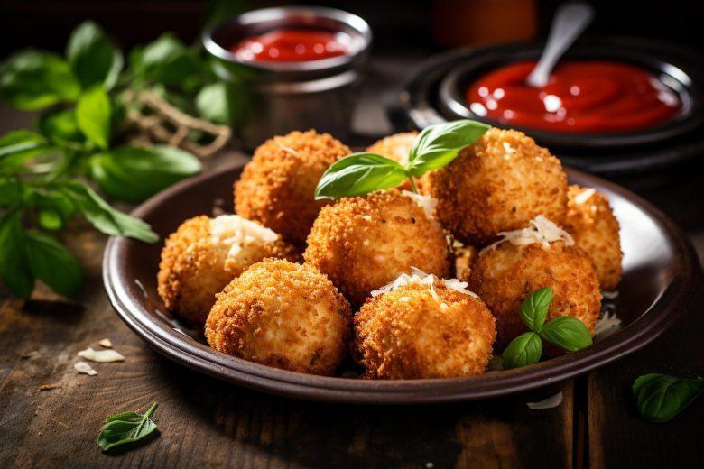 Bolinho de risoto com quatro queijos