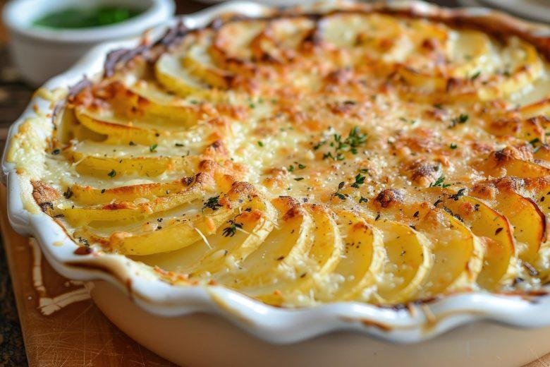 Guarnição de batata gratinada