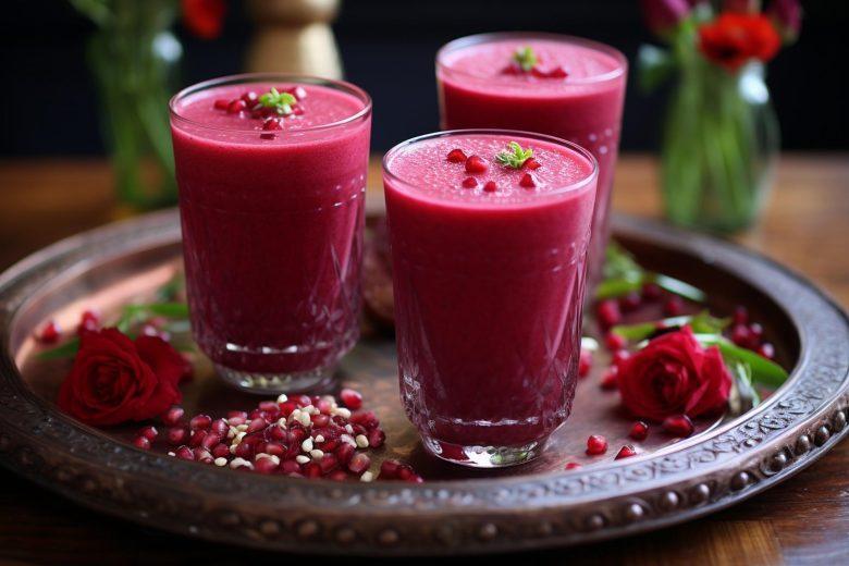 Suco de maçã, uva e romã