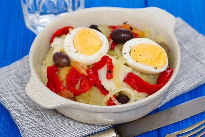 Bacalhau assado com pimentão