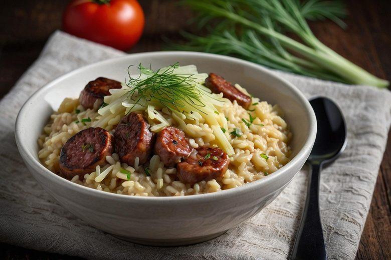 Risoto de linguiça calabresa com mussarela