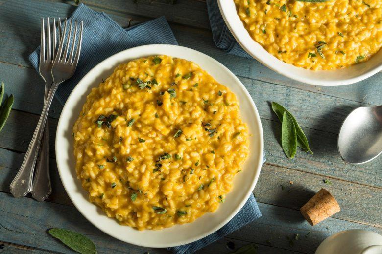 Risoto de bacalhau com abóbora
