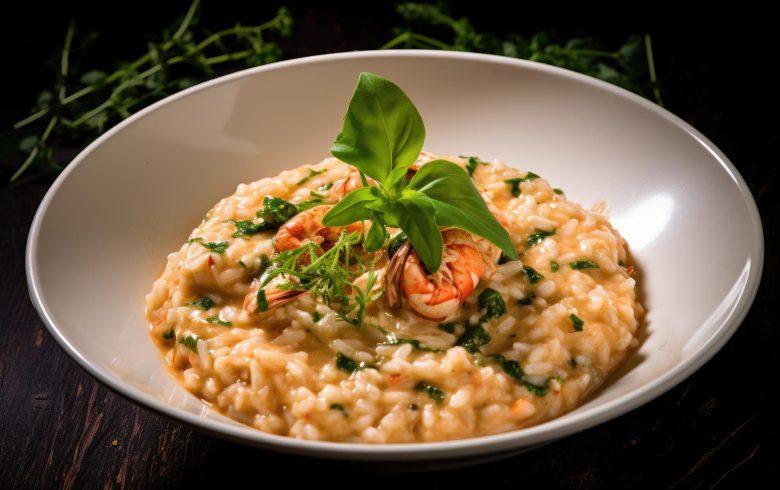 Risoto de bacalhau e camarão