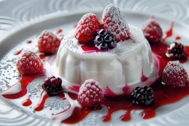 Flan de iogurte com calda de frutas vermelhas light