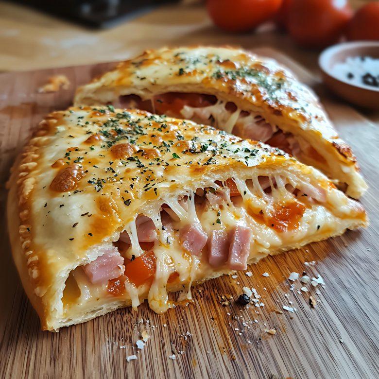 Calzone recheado de presunto e queijo