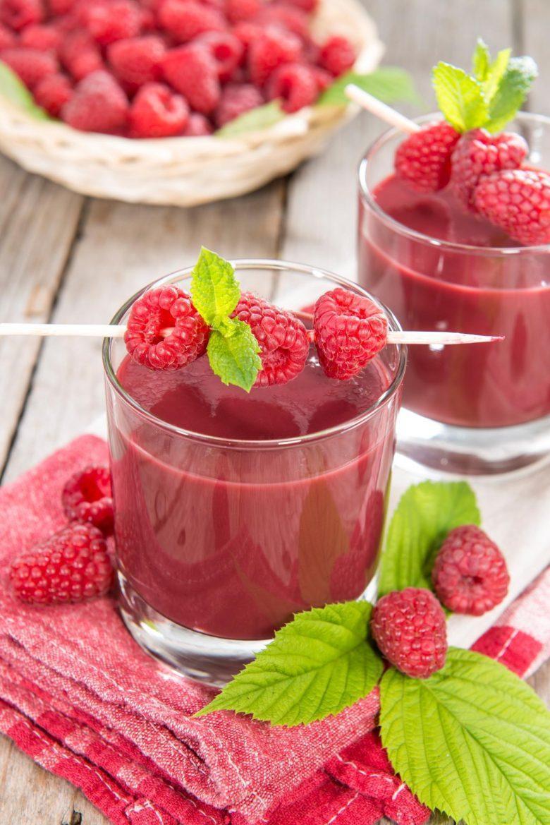 Suco de framboesa e morango