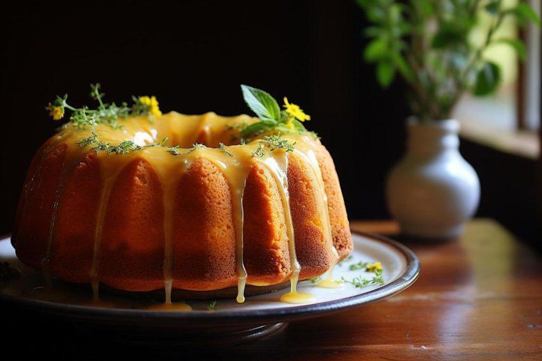 Bolo brevidade com calda de laranja