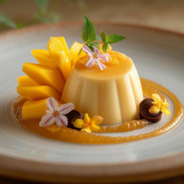 Flan de baunilha com manga