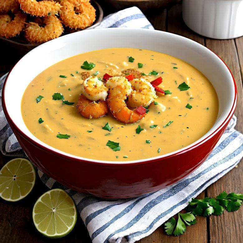 Sopa creme de milho e camarão
