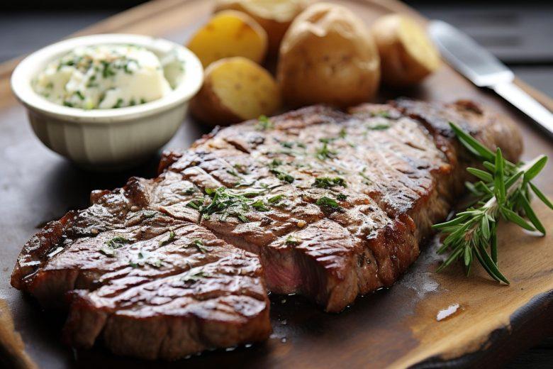 Bife de alcatra com molho de cerveja e ervas