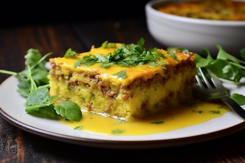 Torta de carne moída na travessa