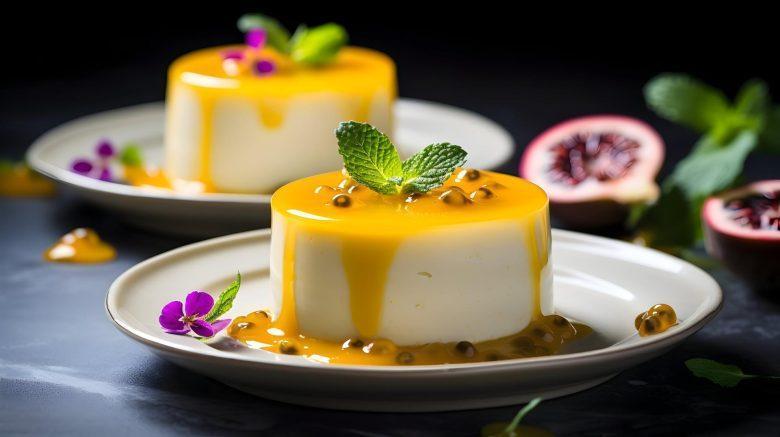 Flan de iogurte com maracujá