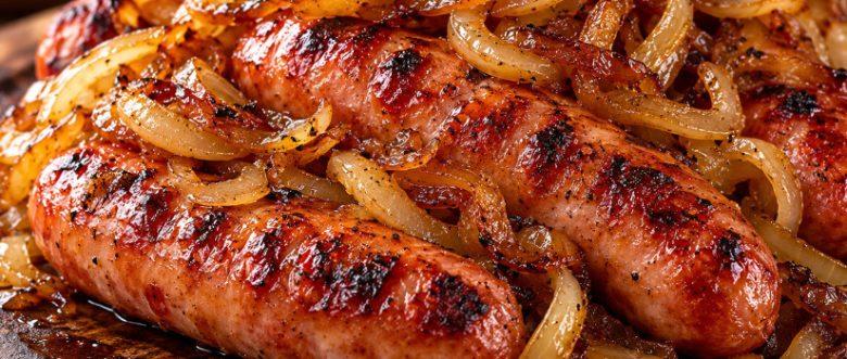 LINGUIÇA COM CEBOLA CARAMELIZADA