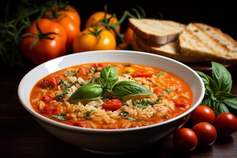 Sopa de arroz com tomate