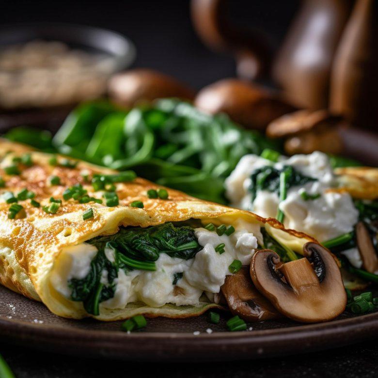Omelete com ricota e espinafre