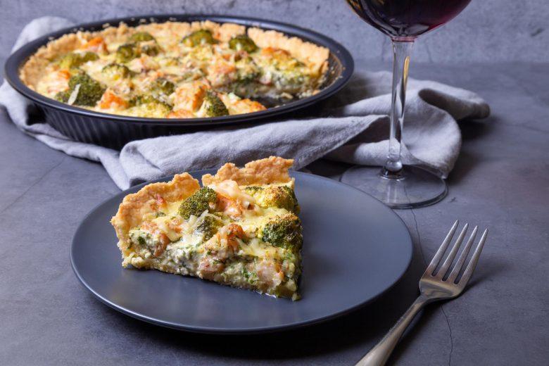 Quiche folhada de brócolis, palmito e bacon