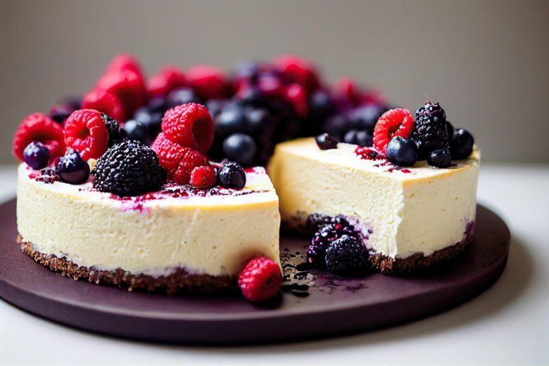 Cheesecake com nozes e frutas vermelhas