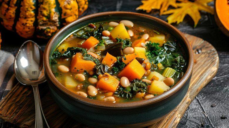 Sopa de feijão e couve