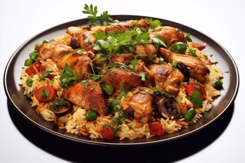 Arroz com frango apimentado