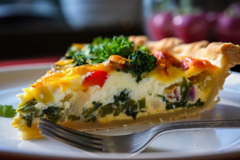 Quiche de peito de peru com brócolis