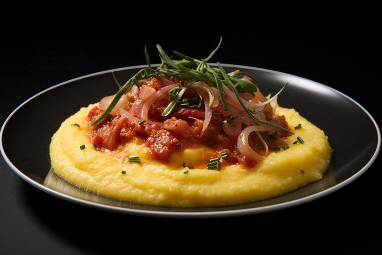 Polenta cremosa com calabresa picante
