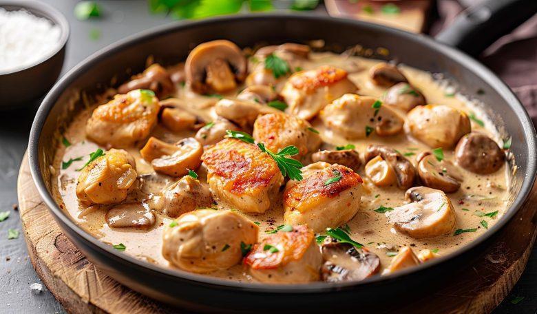Fricassé de frango com cogumelo