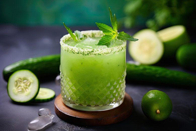 Suco de pepino, maçã verde e coentro