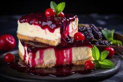 Cheesecake de mascarpone com calda de cereja