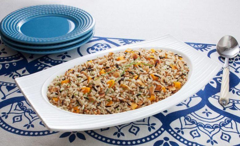 Arroz 7 grãos com abóbora e amêndoas