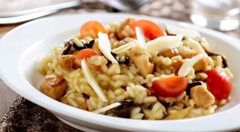 Risoto de frango e funghi