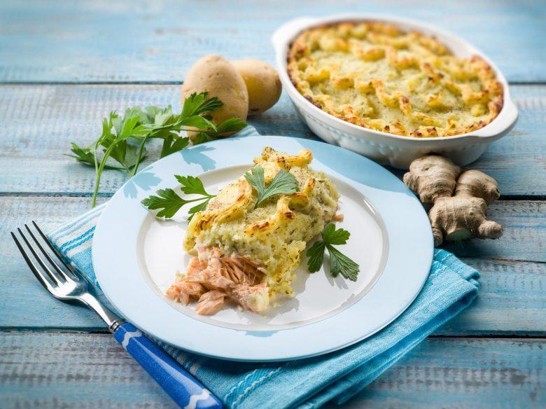 Salmão com crosta de pão e ervas
