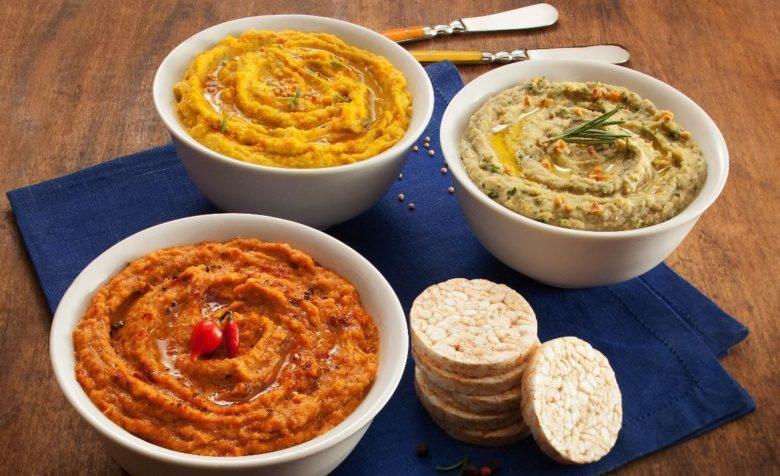 Trio de pastas de grão-de-bico