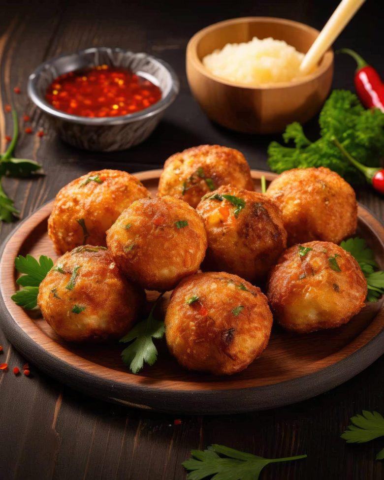 Bolinho de arroz com legumes e queijo