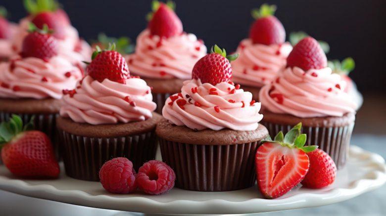 Cupcake de chocolate e morango