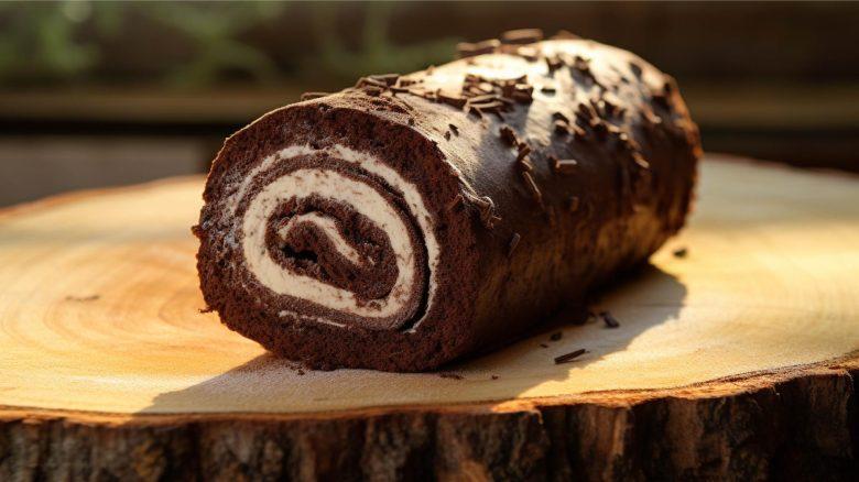 Rocambole de chocolate com coco ralado