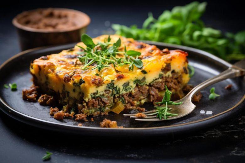 Torta de mandioca com carne moída