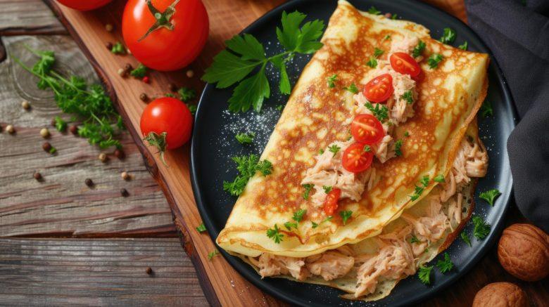 Omelete recheado com frango