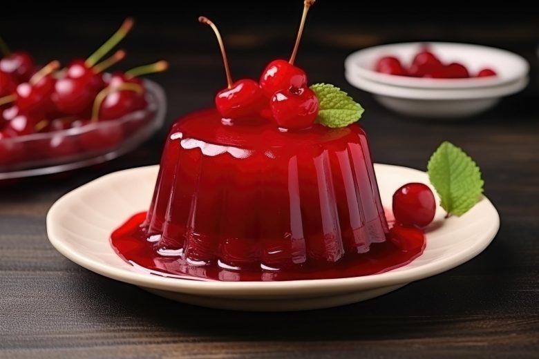 Gelatina de maracujá e cereja