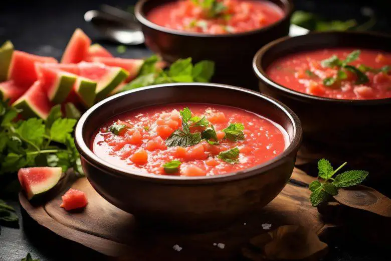 Gaspacho de tomate com melancia