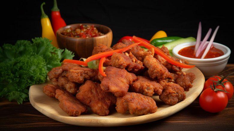 Frango empanado ao vinagrete