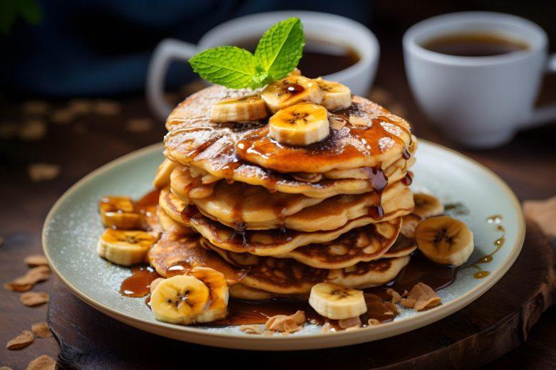 Panqueca com banana caramelada
