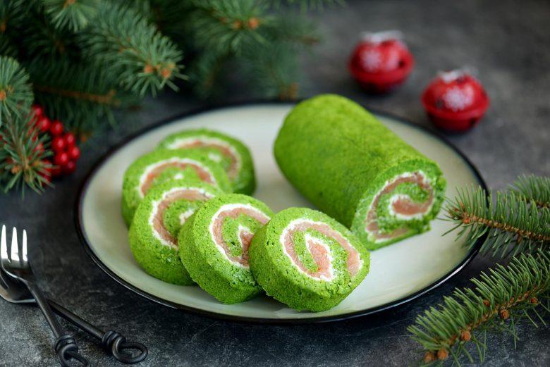 Rocambole de salmão e espinafre