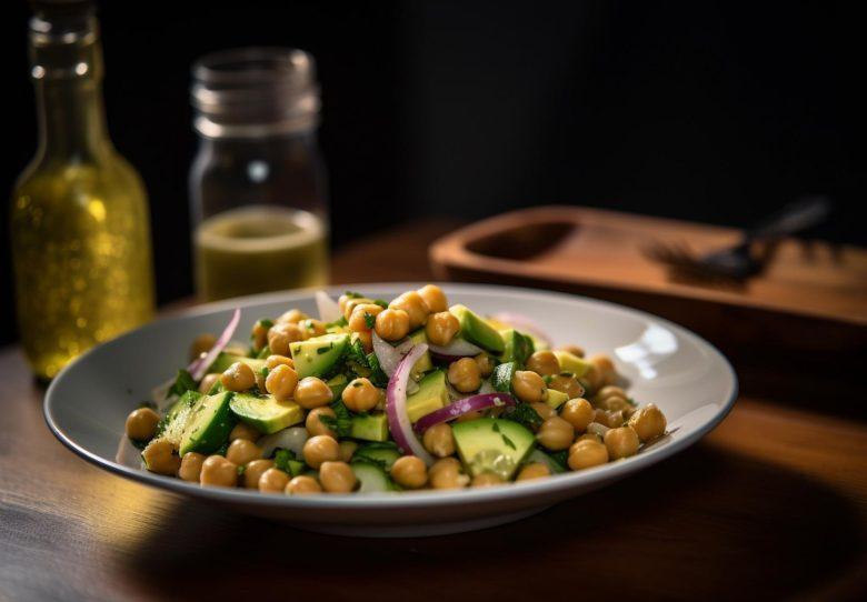 Salada de abacate e grão de bico