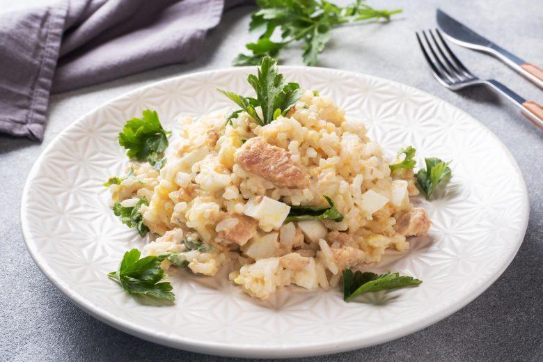 Risoto de salmão com queijo