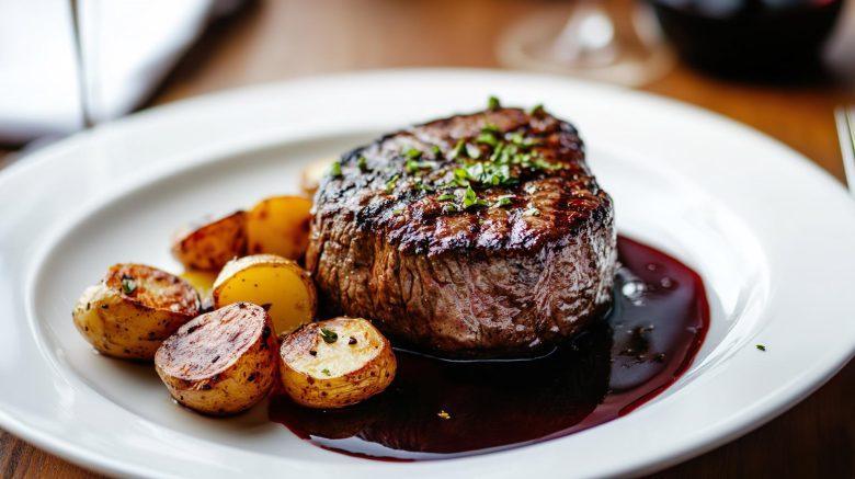 Medalhão de filé mignon ao molho de ameixa com vinho