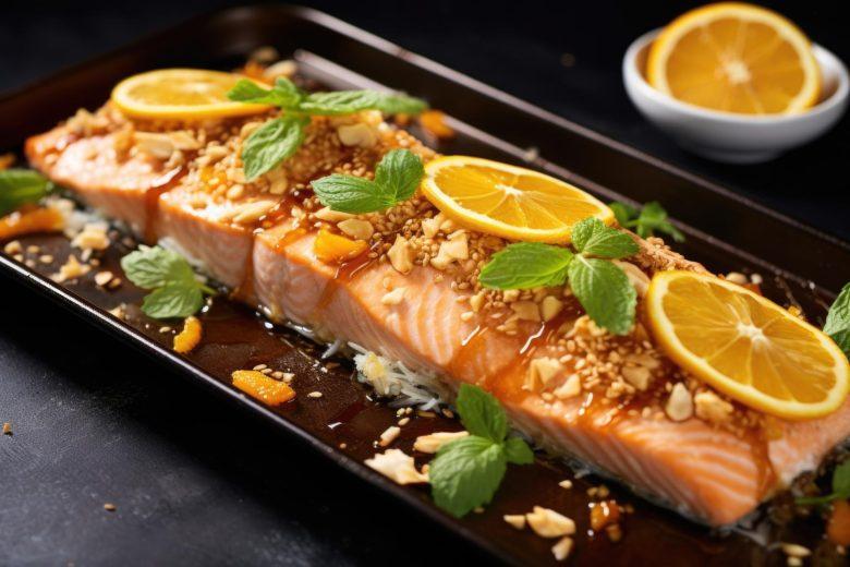 Filé de salmão com crosta de mel e mostarda