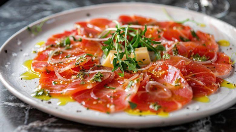 Carpaccio de salmão com maracujá