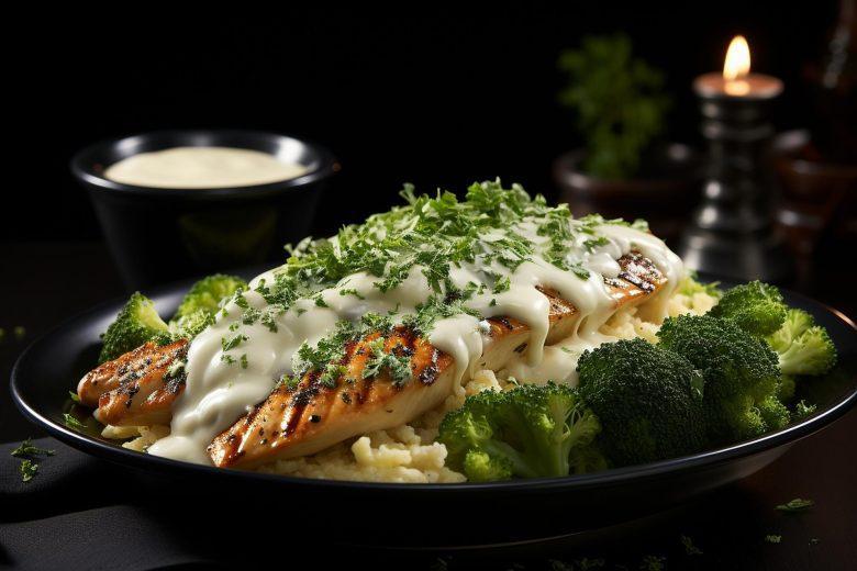 Salmão com creme branco de palmito