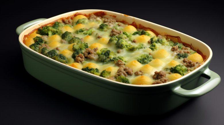 Gratinado de carne moída com brócolis