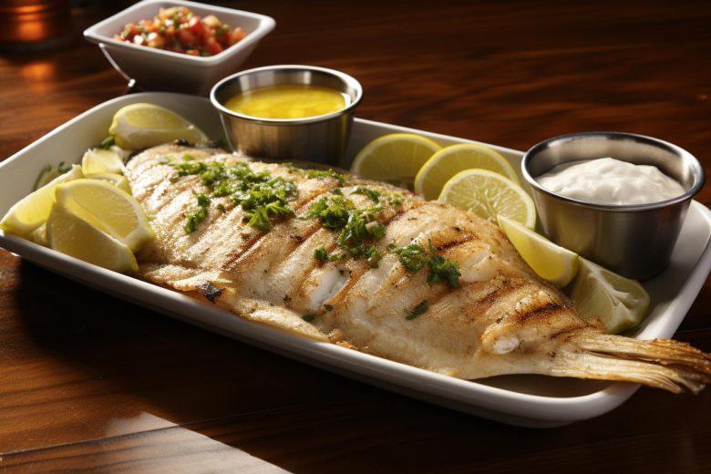 Peixe assado com vinagrete e requeijão